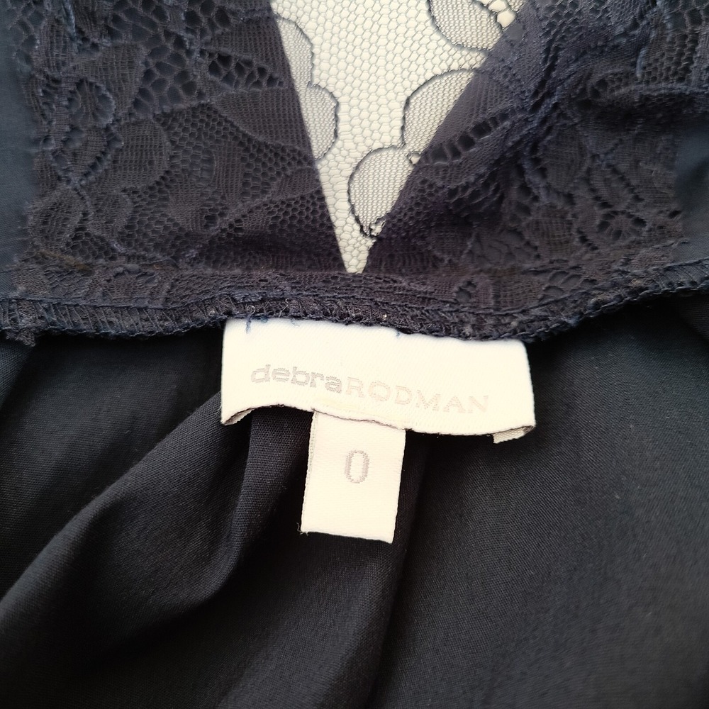 Debra Rodman Dress Womens 0 Pleated Lace Detail Navy Sleeveless - Picture 4 of 6
